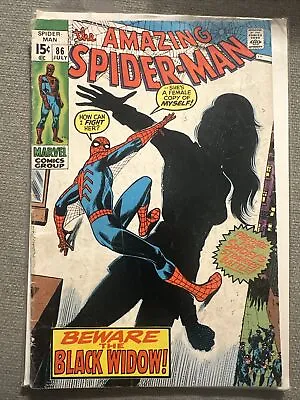 Buy AMAZING SPIDER-MAN #86 - Black Widow Origin And New Costume (1970) • 39.96£