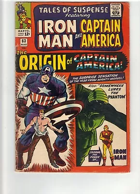 Buy Tales Of Suspense #63 =Marvel Comics [1964] Origin Captain America=VG+ • 39.52£
