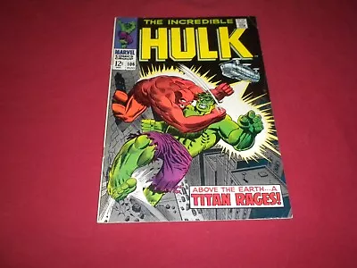 Buy BX2 Incredible Hulk #106 Marvel 1968 Comic 7.5 Silver Age SHARP COPY! SEE STORE! • 31.52£