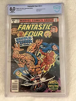 Buy FANTASTIC FOUR #211 CBCS Not CGC 8.0 1ST TERRAX NEWSSTAND WHITE PAGES • 60.01£