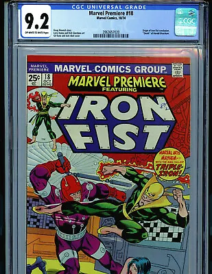 Buy Marvel Premiere Iron Fist #18 CGC 9.2 1974 Marvel Origin Iron Fist  Amricons K35 • 200.78£