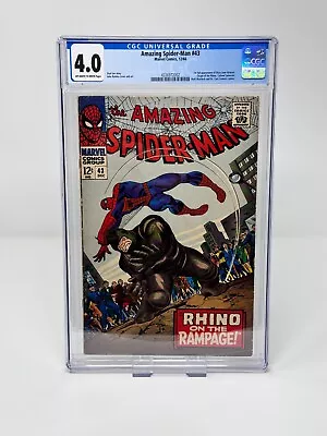 Buy Amazing Spider-Man #43 - 1966 - 2nd App Of Rhino  - Cents Copy • 230£