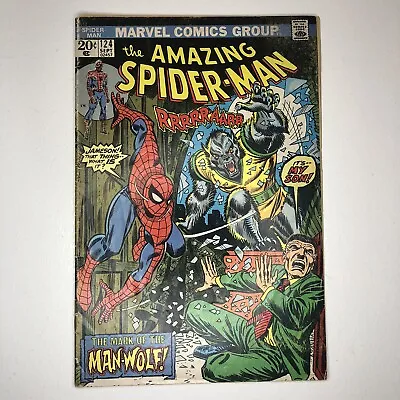 Buy Amazing Spider-Man 124 1st Appearance Man Wolf 1973 Marvel 🔥 Comic PLS READ • 38.78£