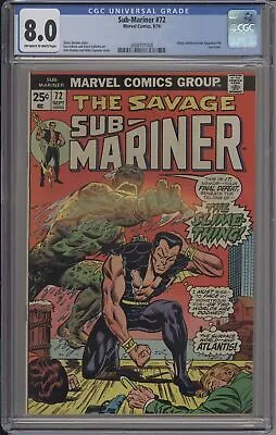 Buy Sub-mariner #72 - Cgc 8.0 - Last Issue - 1st Slime-thing Appearance • 95.13£