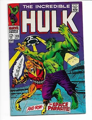 Buy Incredible Hulk 103 - F- 5.5 - 1st Appearance Of Space Parasite (1968) • 43.89£