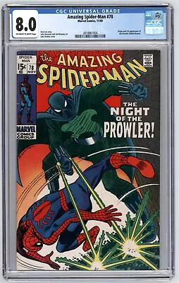 Buy Amazing Spider-Man #78 ~ CGC 8.0 ~ Origin & 1st App. Of The Prowler • 327.30£