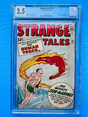 Buy ⭐️Strange Tales #107 CGC 2.5 OWW Marvel 1963 Human Torch Vs Sub-Mariner ⭐️ • 181.32£