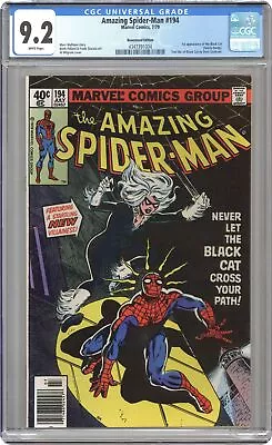 Buy Amazing Spider-Man 194N Newsstand Variant CGC 9.2 1979 4347391004 1st Black Cat • 422.25£
