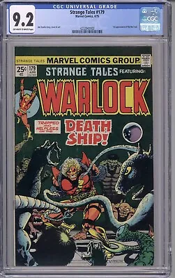 Buy Strange Tales #179 CGC 9.2 NM- Key Warlock|1st Pip The Troll 1975 Marvel Comics • 134.56£