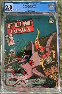 Buy More Fun #83 (1942) CGC 2.0 -- O/w To White Pages; George Papp Octopus Cover • 396.29£