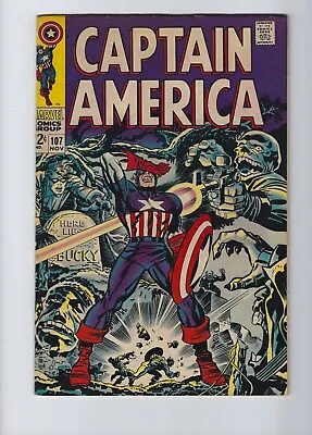 Buy Captain America #107 - Nice Vf- 7.5 - 1968 - Kirby/lee- Low $40 B.i.n. ! • 31.98£