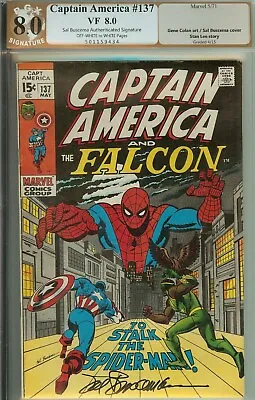 Buy Captain America #137 PGX (not CGC) 8.0 Signed Buscema Spider-Man • 103.89£
