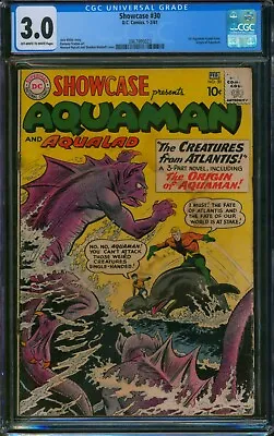 Buy Showcase #30 ⭐ CGC 3.0 ⭐ 1st AQUAMAN Tryout! Silver Age DC Comics Presents 1961 • 260.11£