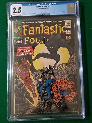 Buy Fantastic Four 52 CGC 2.5 1966 First Black Panther FF52 MCU Nice • 355.77£