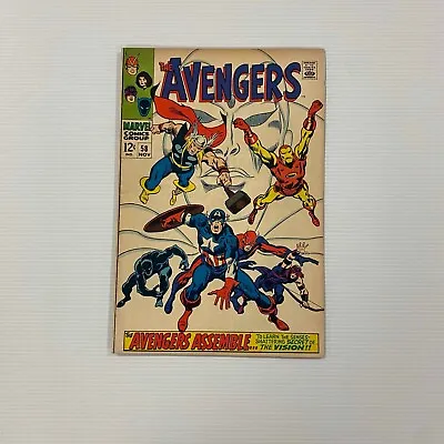 Buy The Avengers #58 1968 FN+ 2nd App Vision/Origin/Joins Avengers Cent Copy • 85£