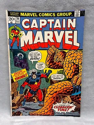 Buy Captain Marvel #26 FN+ 6.5 1st Thanos Cover Appearance! Marvel 1973 • 32.17£