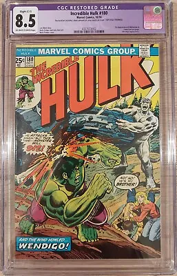 Buy Incredible Hulk #180 CGC 8.5 VF+ Marvel 1974 First Brief Wolverine MVS Included! • 771.06£