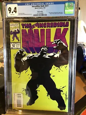 Buy Cgc 9.4 The Incredible Hulk #377 Third Print Variant Marvel 1991 Keown Mcleod • 639.61£