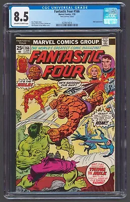 Buy Fantastic Four #166 CGC 8.5 VF+ OW/WP Hulk App 1976 Marvel Comics • 159.86£