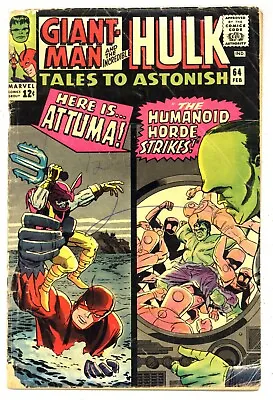 Buy Tales To Astonish 64 G- Hulk Giant Man DITKO Humanoid Attuma 1965 Marvel Q258 • 11.95£