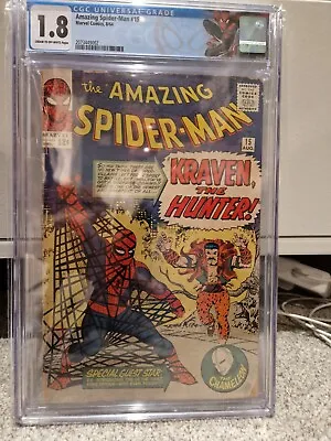 Buy Amazing Spider-Man 15 1964 CGC 1.8 Custom Label - 1st App Of Kraven The Hunter • 500£