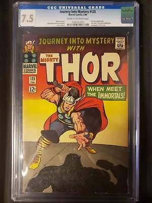 Buy Journey Into Mystery #125 (1966) CGC 7.5, Stan Lee And Jack Kirby, Hercules App! • 173.93£