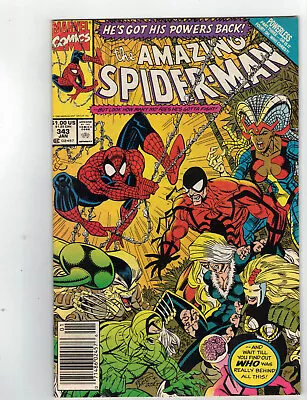 Buy Amazing Spider-Man #343 Newsstand 1st Cameo Of Cardiac!  VF • 4£