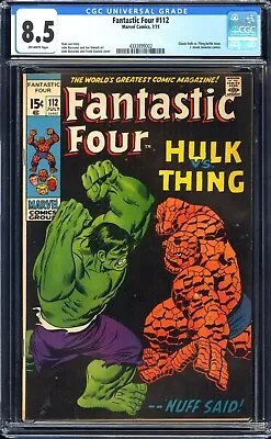 Buy Marvel Fantastic Four #112 CGC 8.5 Off-White  Pages 1971 - Hulk Vs. Thing Cover • 482.22£