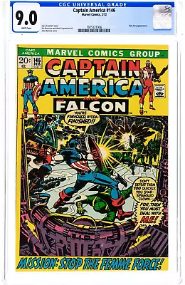 Buy 🔥Captain America #146 WHITE Pg🌟 Falcon & Nick Fury Marvel Graded  1972 CGC 9.0 • 77.86£