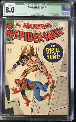 Buy 1966 Amazing Spider-Man 34 CGC 8.0 Qualified Kraven Classic Cover. • 256.21£