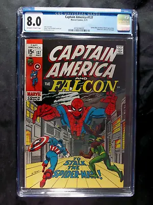 Buy Captain America #137 CGC 8.0 Spider-man App. Stone Face App. Vintage Marvel • 118.76£