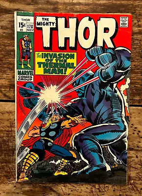 Buy Silver Age Marvel Comic - THOR #170 - 1969 Kirby/Thermal Man - Cents - G/VG 3.0 • 9£