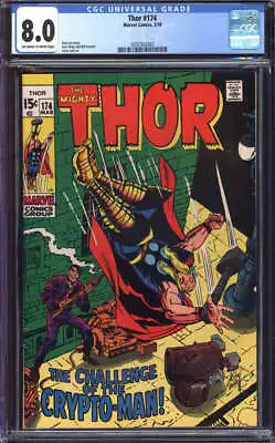 Buy Thor #174 Cgc 8.0 Ow/wh Pages // Marvel Comics 1970 • 80.35£