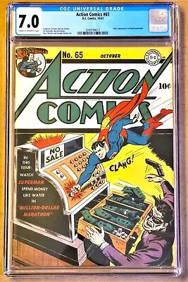 Buy ACTION COMICS #65 (DC: 1943) Superman Vigilante Zatara CGC 7.0 (FN/VF) • 1,124.10£