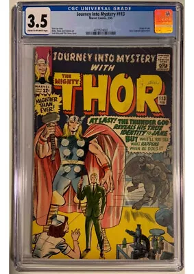 Buy Journey Into Mystery #113 CGC 3.5 1965 - Origin Of Loki, Grey Gargoyle App • 79.95£