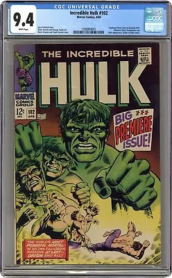Buy Incredible Hulk #102 CGC 9.4 1968 1398904001 • 1,758.94£
