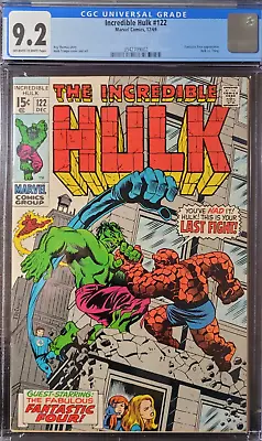 Buy 1969 Incredible Hulk 122 CGC 9.2 Fantastic Four Appearance. Hulk Vs Thing • 232.56£