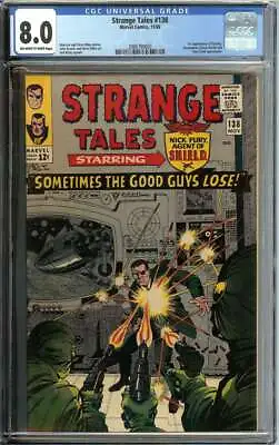 Buy Strange Tales #138 Cgc 8.0 Ow/wh Pages // 1st App Of Eternity 1965 • 283.86£