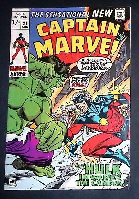 Buy Captain Marvel #21 Silver Age Marvel Comics VF- • 27.99£