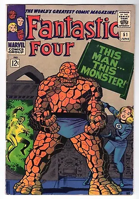 Buy Fantastic Four #51 7.0 Higher Grade Classic Cover 1966 Ow Pages • 174.15£