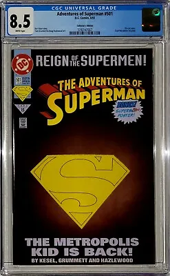 Buy Adv. Of Superman #501 CGC 8.5 (June 1993, DC Comics) Die-Cut Cover + Superboy • 32.49£