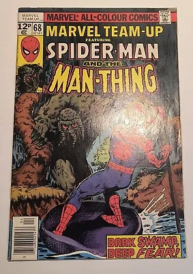 Buy Marvel Team-up Spider-Man 68 Man-Thing 1978 Very Fine 8.0 UK 12p Variant • 12.64£