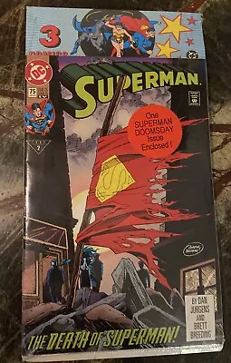 Buy Sealed 3 Pack DC Comics Death Of Superman #75 4th Print, Justice League - Covers • 16.04£