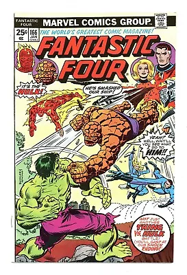 Buy Fantastic Four #166 9.0 High Grade Hulk Vs Thing Perez Art Ow/w Pgs 1976 • 37.80£