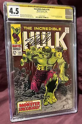 Buy Incredible Hulk 105 Cgc Graded 4.5 Signed Stan Lee -htf‼️🔥sale - Damaged Case😭 • 324.85£