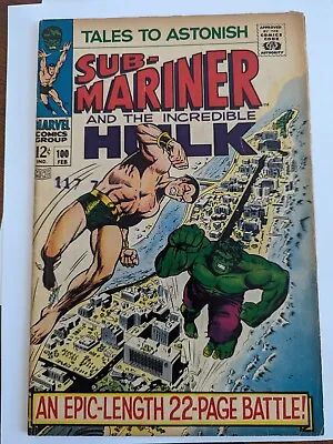 Buy Tales To Astonish #100 VF Sub Mariner! Incredible Hulk! Marvel 1968 • 32.17£