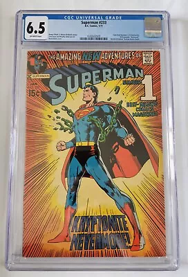 Buy Superman #233: Vol.1, CGC 6.5, Neal Adams Iconic Cover Art! DC Comics (1971) • 119.96£