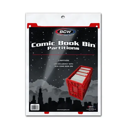 Buy BCW Comic Book Bin Partitions - Red - Pack Of 3 - Fits Short And Long Bins • 13.01£