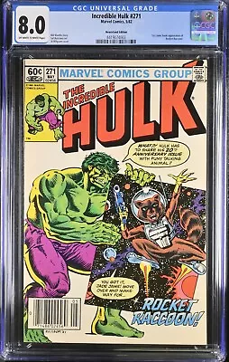 Buy Marvel Incredible Hulk 271 CGC 8.0 Newsstand Edition Rocket Raccoon AVENGERS MCU • 157.33£