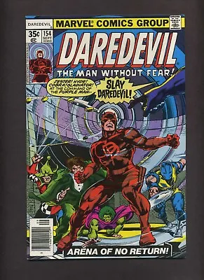 Buy Daredevil 154 VFNM Versus PURPLE MAN Mr Hyde COBRA Jester GLADIATOR! 1978 P250 • 15.98£
